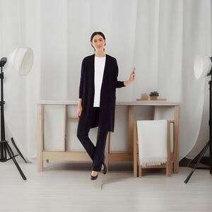 J. Jill Long Cardigan black front pockets open sides XL  NWT